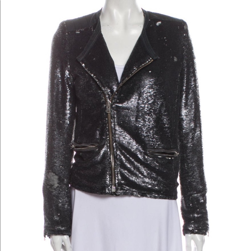IRO Longina Sequin Jacket Charcoal in Size 3 / L